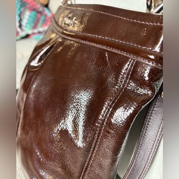 Coach Ashley Chocolate Brown Patent Leather Crossbody-Silver Hardware - Picture 8 of 16